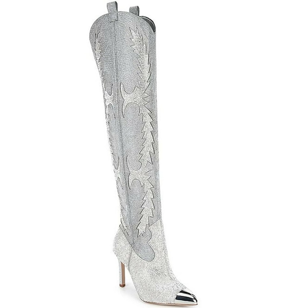 Rhinestone Knee-High Boots 7